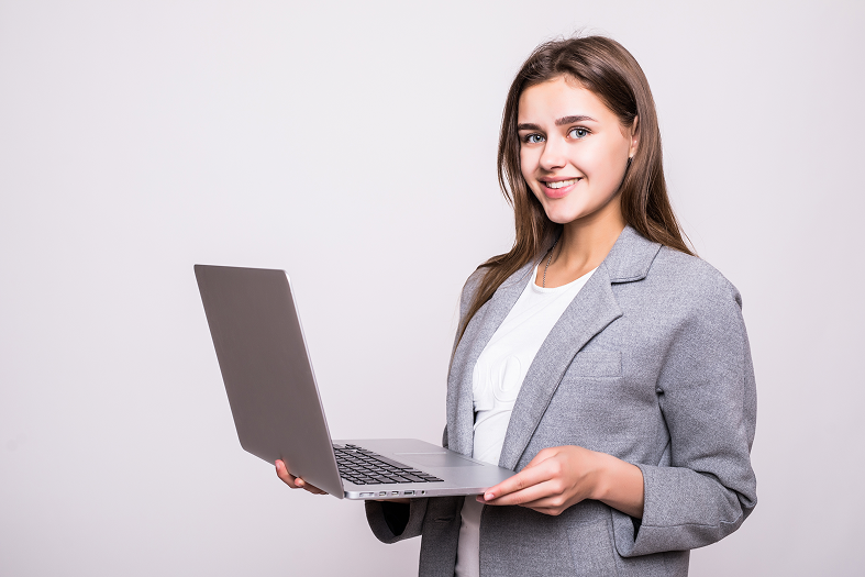 business women holding a laptop